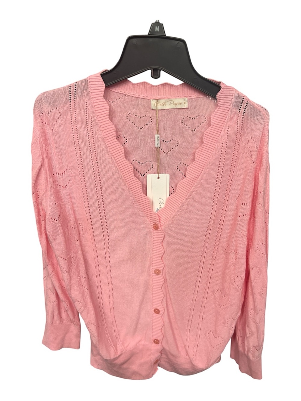 NWT Bella Poque Pink sweater Stylish (40–70) V-Neck Button - Picture 2 of 10